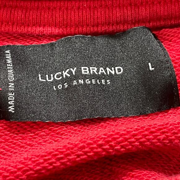 Lucky Brand Women Sweatshirt Large L Red Chain Stitch Girl Pullover Casual - Picture 6 of 6